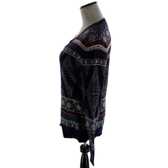 Merona Women's Geometric Nordic Tight-Knit Long Sleeve Button Front Sweater Sz L - Picture 2 of 5